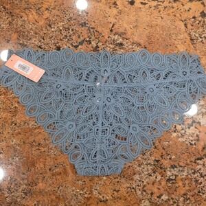 ThirdLove Women Blue Floral Lace Bikini Underwear Scalloped Edge XL New